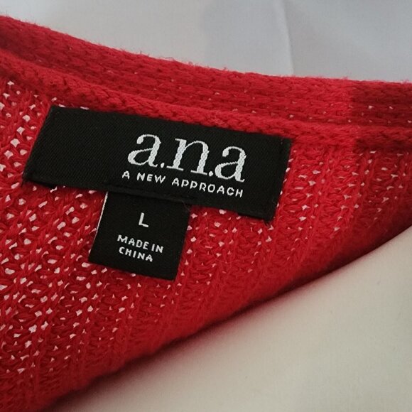 A.N.A. Sweater Womens Size L Large Solid All Red Pullover Knit Oversized Knit - Picture 6 of 7